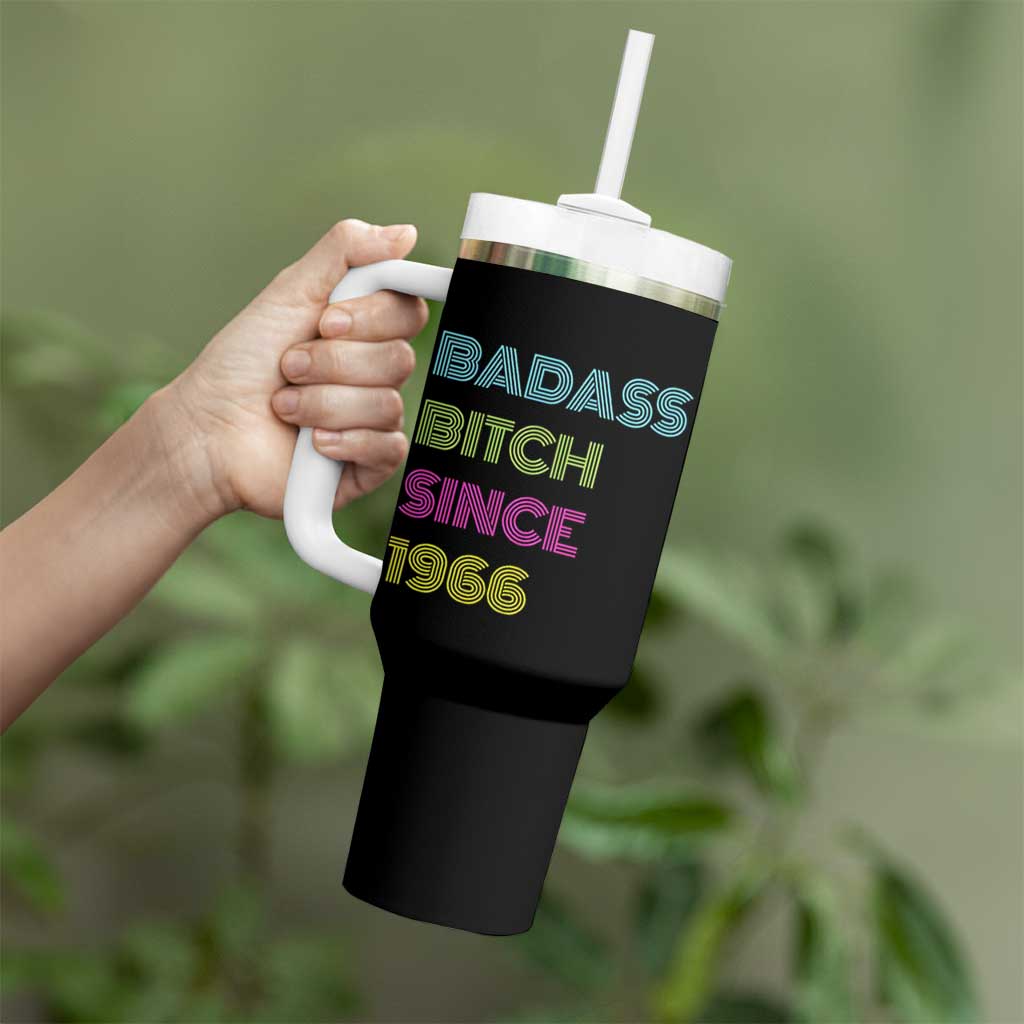 Funny 60th Birthday Tumbler With Handle Retro Vintage Badass Bih Since 1966
