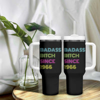 Funny 60th Birthday Tumbler With Handle Retro Vintage Badass Bih Since 1966
