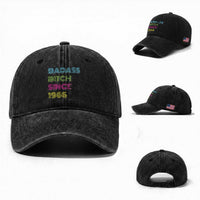 Funny 60th Birthday Washed Cotton Baseball Cap Retro Vintage Badass Bih Since 1966