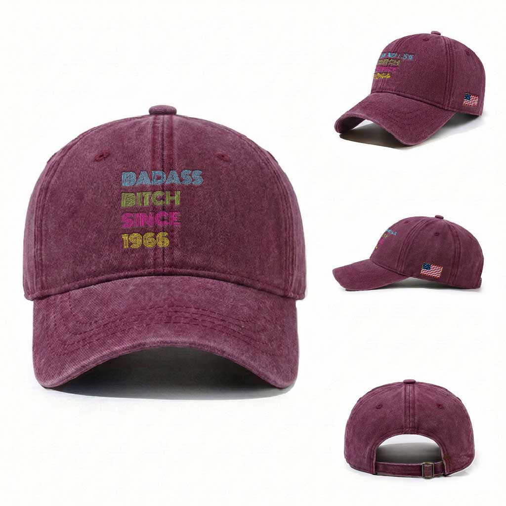 Funny 60th Birthday Washed Cotton Baseball Cap Retro Vintage Badass Bih Since 1966