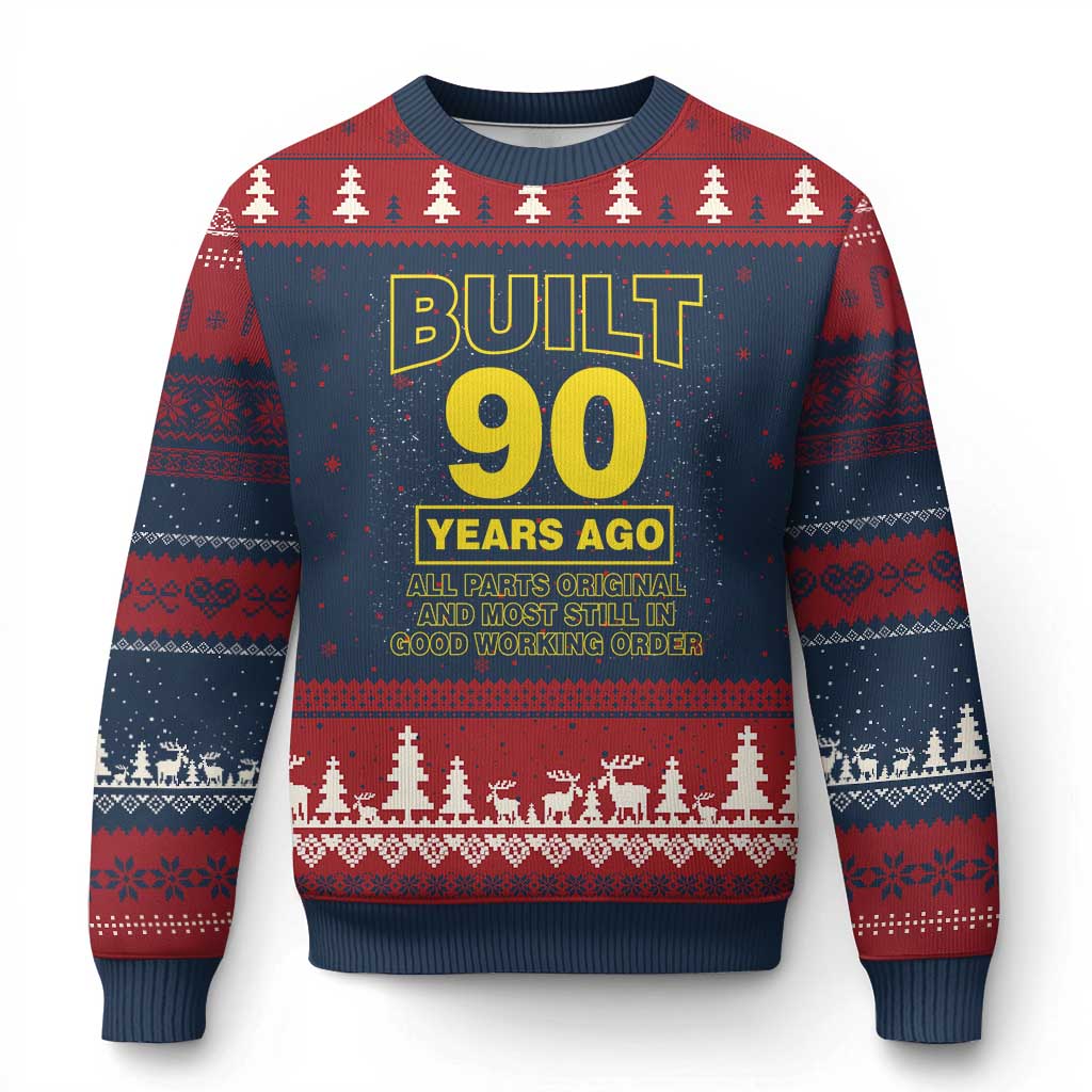 Funny 90th Birthday Ugly Christmas Sweater Galaxy Built 90 Years Ago Parts Original