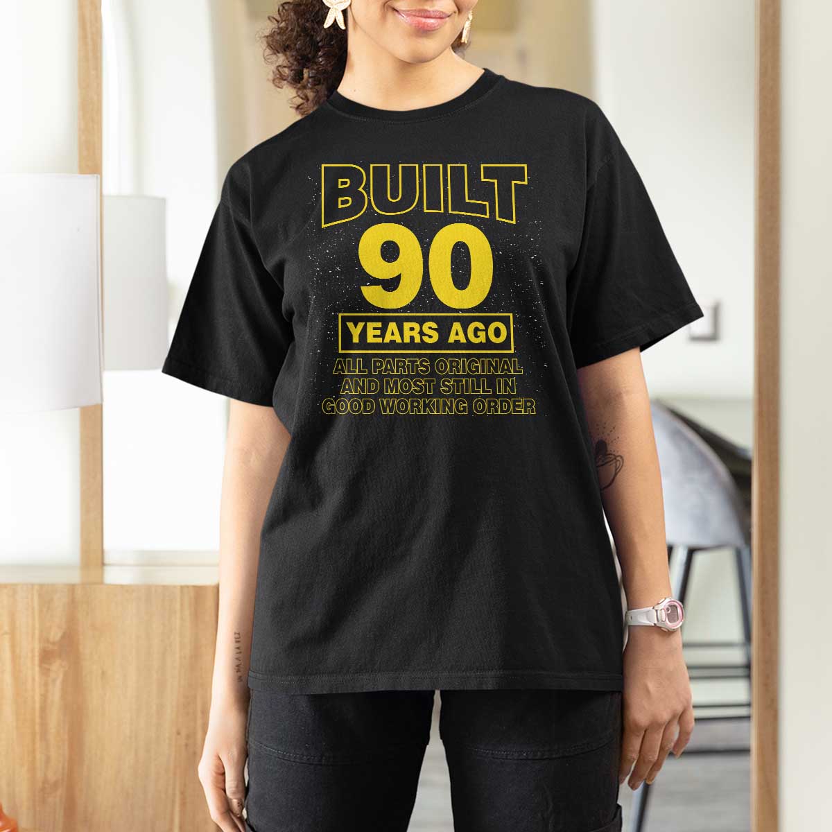 Funny 90th Birthday T Shirt For Women Galaxy Built 90 Years Ago Parts Original