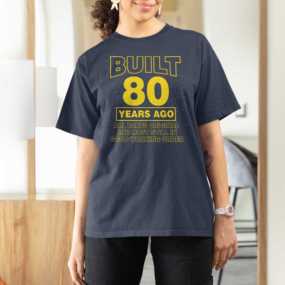 Funny 80th Birthday T Shirt For Women Galaxy Built 80 Years Ago Parts Original