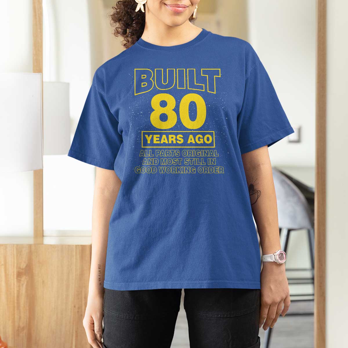 Funny 80th Birthday T Shirt For Women Galaxy Built 80 Years Ago Parts Original