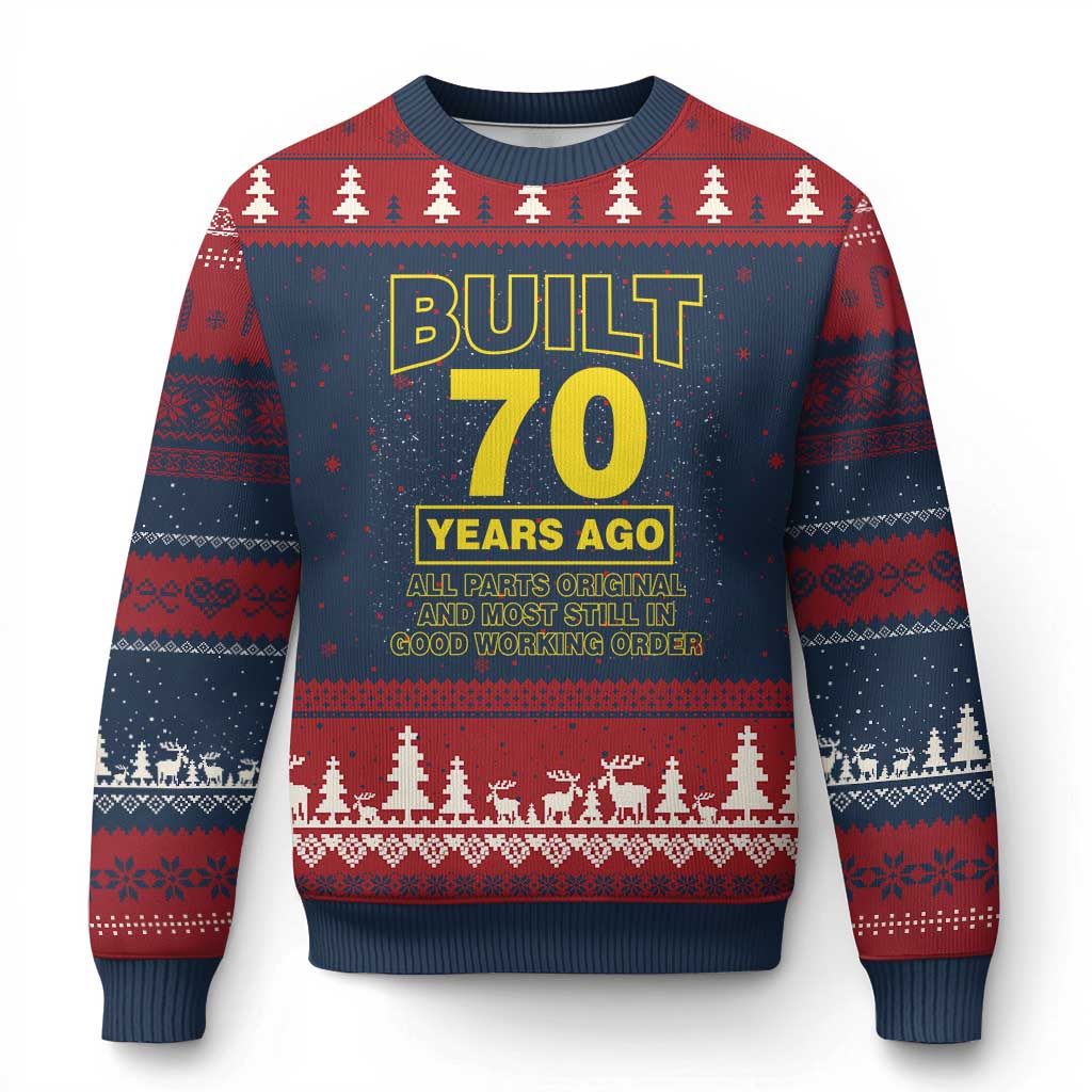 Funny 70th Birthday Ugly Christmas Sweater Galaxy Built 70 Years Ago Parts Original