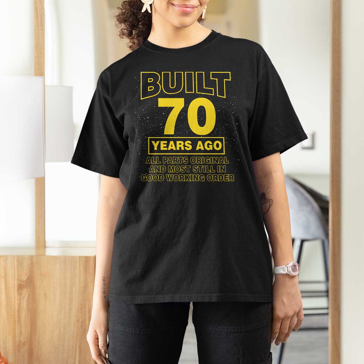 Funny 70th Birthday T Shirt For Women Galaxy Built 70 Years Ago Parts Original