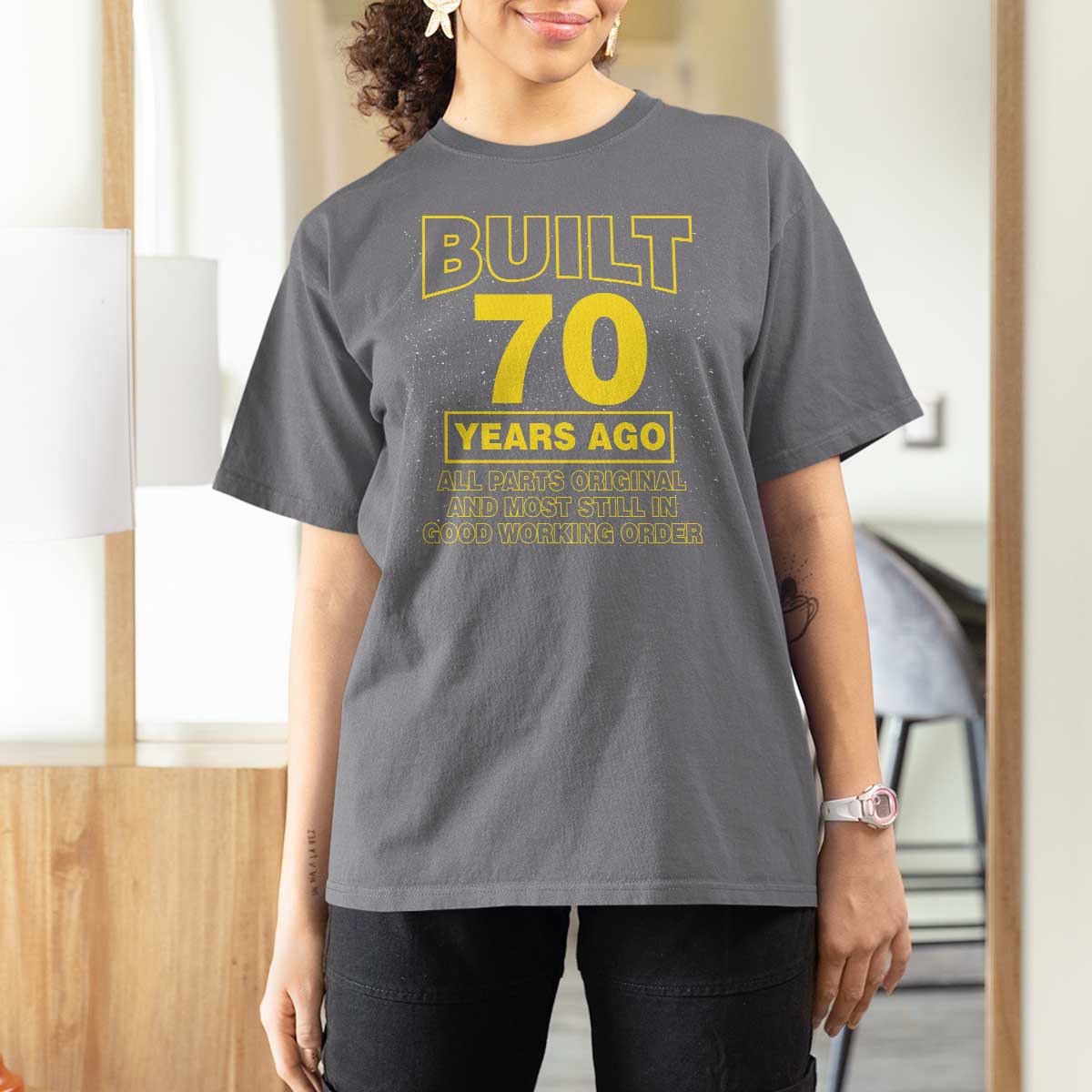 Funny 70th Birthday T Shirt For Women Galaxy Built 70 Years Ago Parts Original