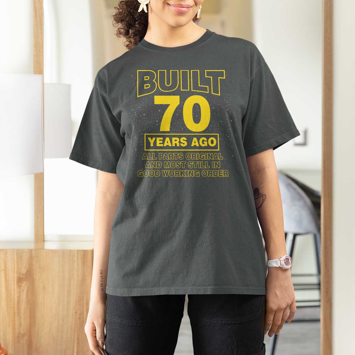 Funny 70th Birthday T Shirt For Women Galaxy Built 70 Years Ago Parts Original