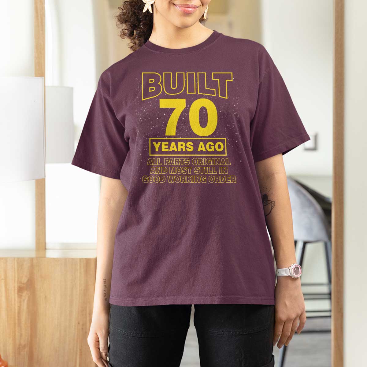 Funny 70th Birthday T Shirt For Women Galaxy Built 70 Years Ago Parts Original