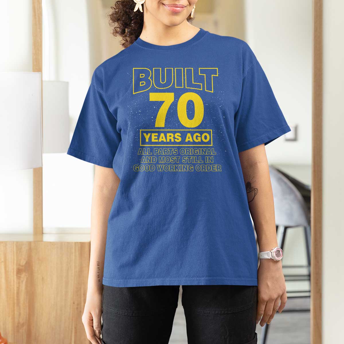 Funny 70th Birthday T Shirt For Women Galaxy Built 70 Years Ago Parts Original