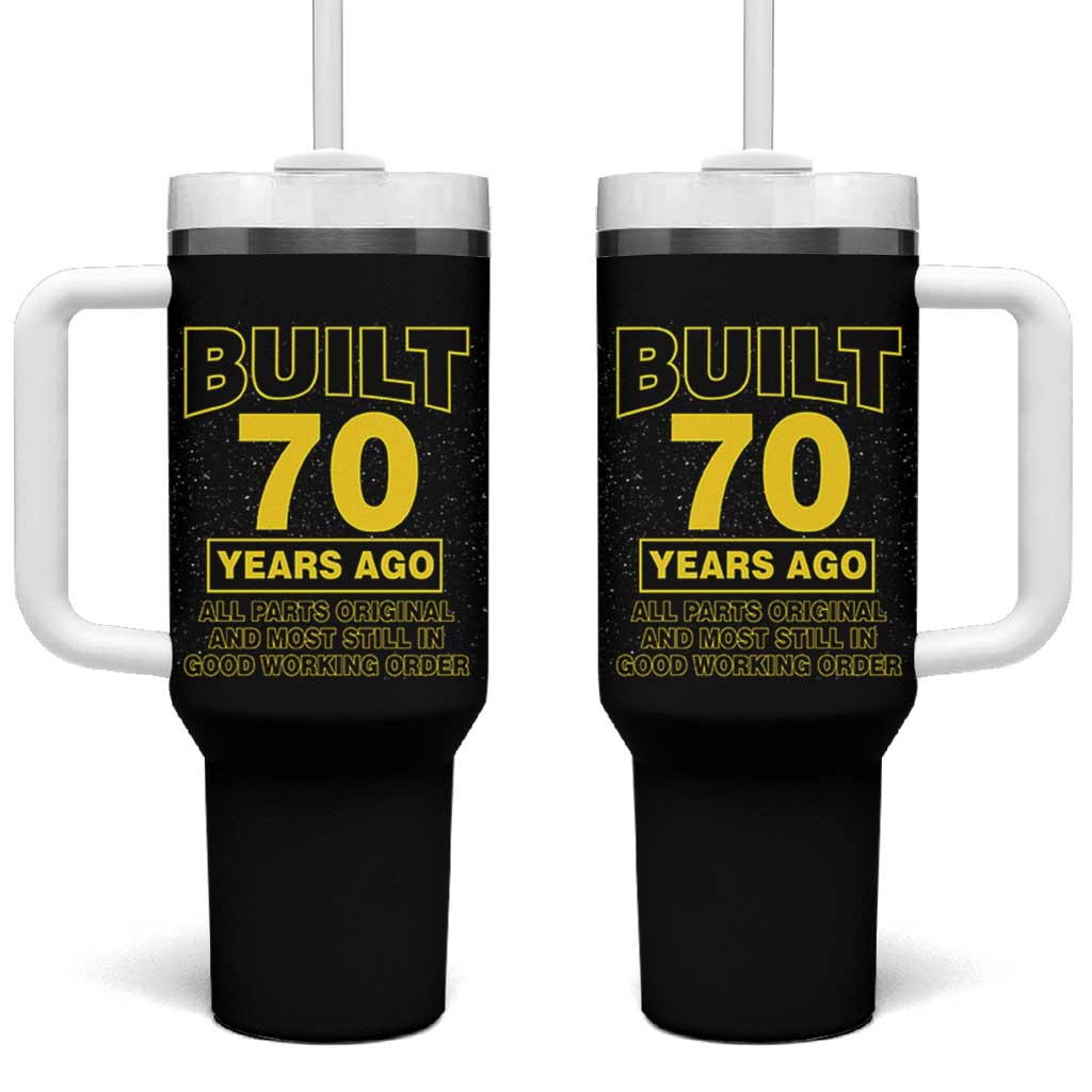 Funny 70th Birthday Tumbler With Handle Galaxy Built 70 Years Ago Parts Original