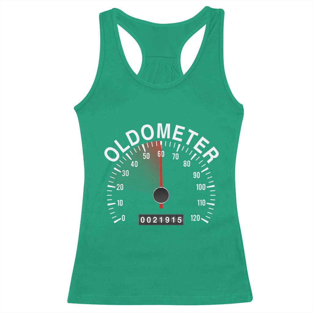 Funny 60th Birthday Racerback Tank Top Oldometer Odometer 60 Year Old Joke
