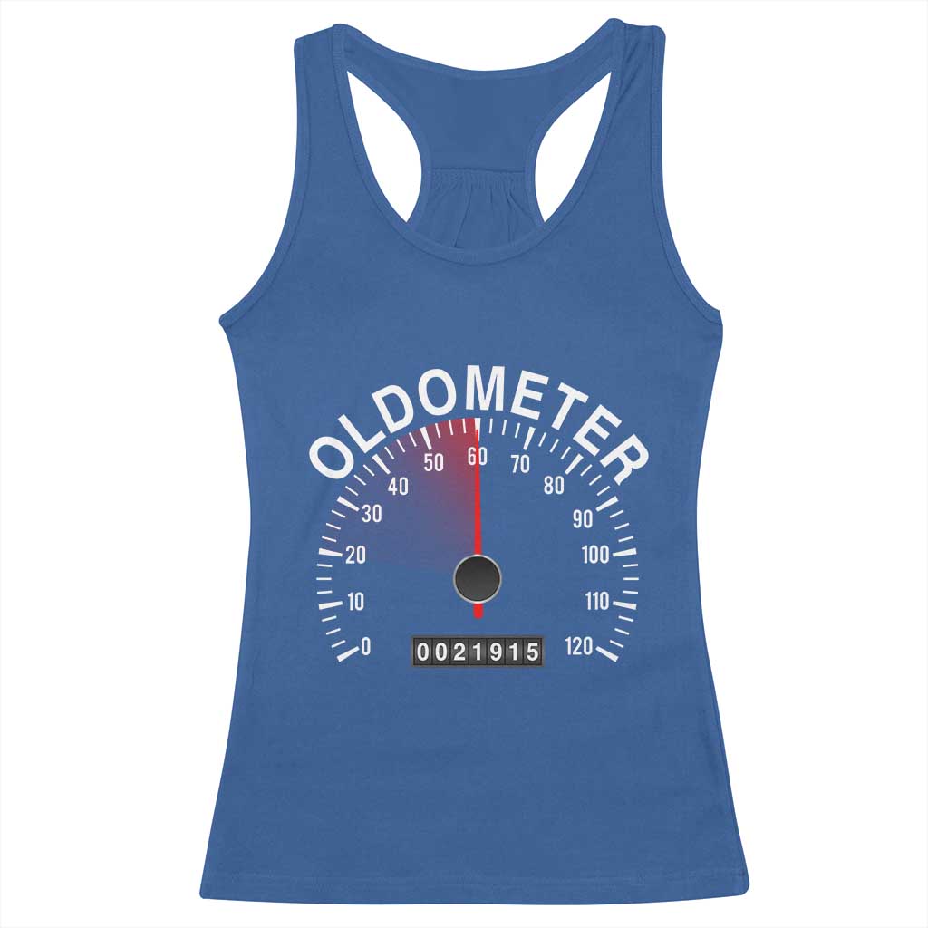 Funny 60th Birthday Racerback Tank Top Oldometer Odometer 60 Year Old Joke