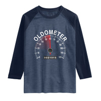 Funny 60th Birthday Raglan Shirt Oldometer Odometer 60 Year Old Joke
