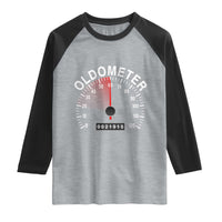 Funny 60th Birthday Raglan Shirt Oldometer Odometer 60 Year Old Joke