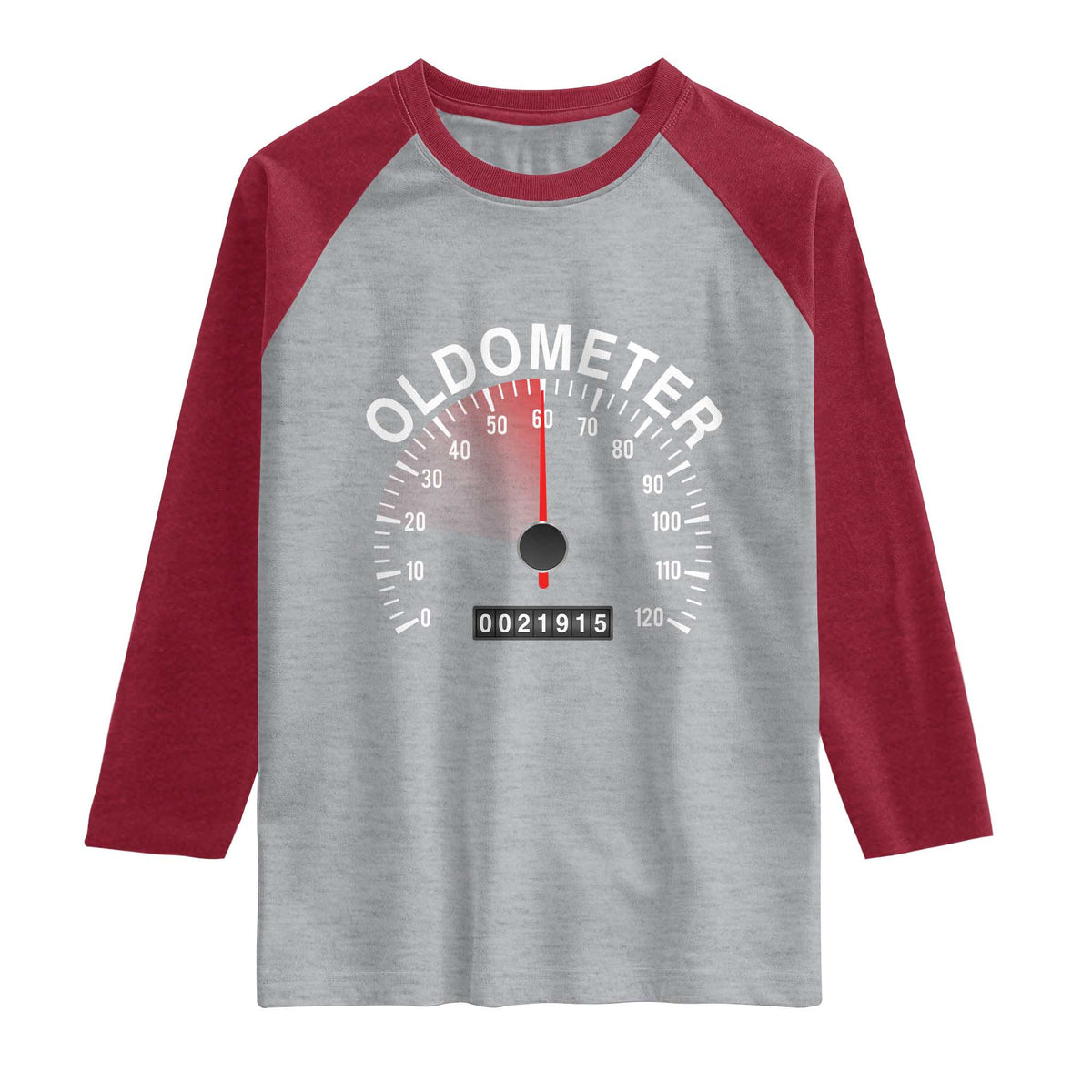 Funny 60th Birthday Raglan Shirt Oldometer Odometer 60 Year Old Joke