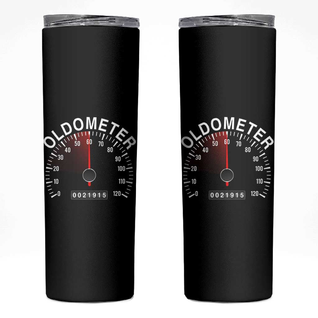 Funny 60th Birthday Skinny Tumbler Oldometer Odometer 60 Year Old Joke