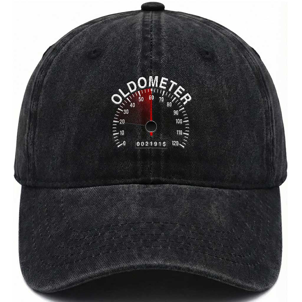 Funny 60th Birthday Washed Cotton Baseball Cap Oldometer Odometer 60 Year Old Joke