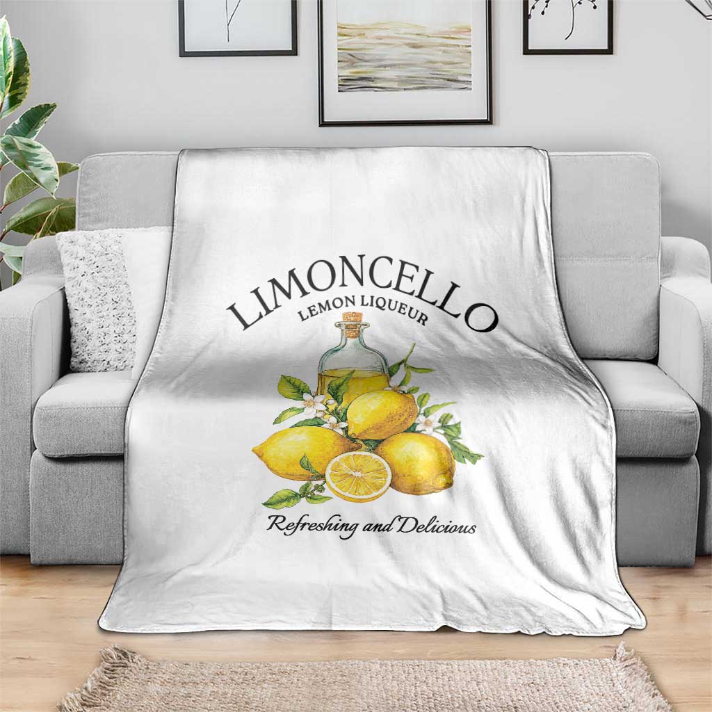 Vintage Limoncello Lemon Liqueur Throw Blanket Italian Summer Letter Fruit Printed Graphic