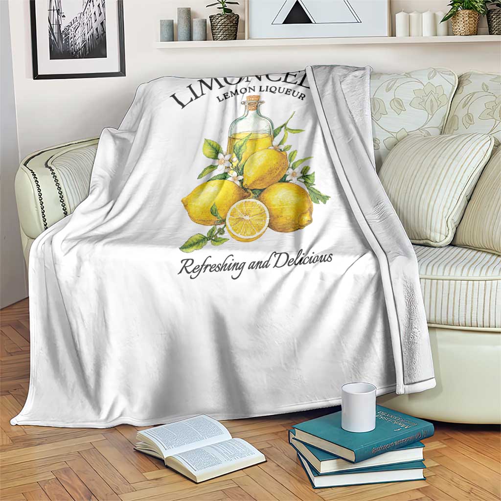 Vintage Limoncello Lemon Liqueur Throw Blanket Italian Summer Letter Fruit Printed Graphic