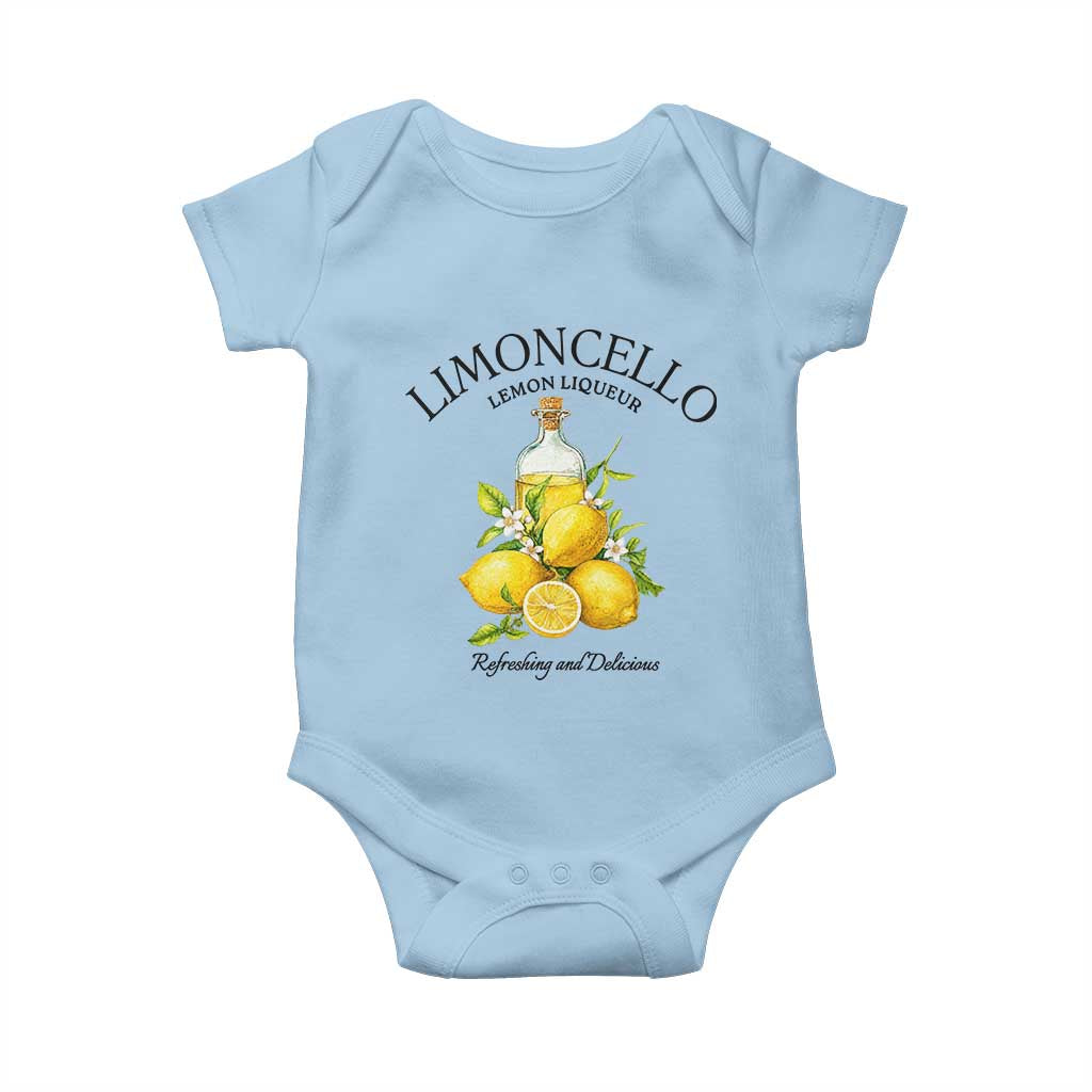 Vintage Limoncello Lemon Liqueur Baby Onesie Italian Summer Letter Fruit Printed Graphic