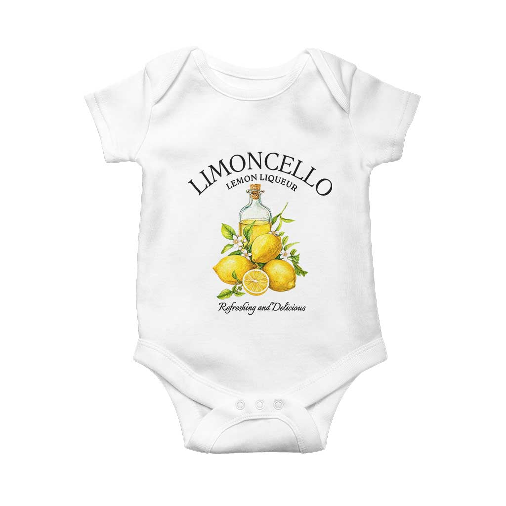 Vintage Limoncello Lemon Liqueur Baby Onesie Italian Summer Letter Fruit Printed Graphic