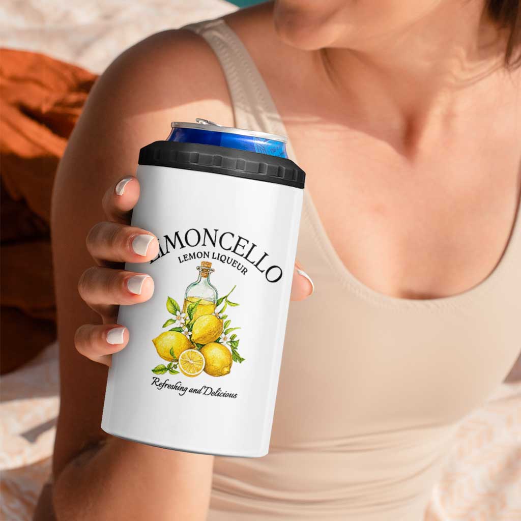 Vintage Limoncello Lemon Liqueur 4 in 1 Can Cooler Tumbler Italian Summer Letter Fruit Printed Graphic