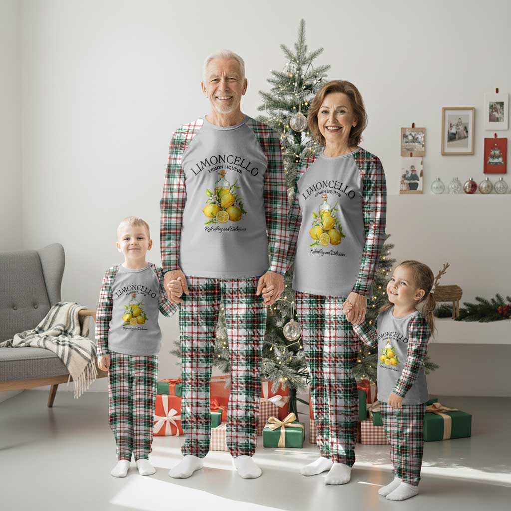 Vintage Limoncello Lemon Liqueur Plaid Pajama Set Italian Summer Letter Fruit Printed Graphic