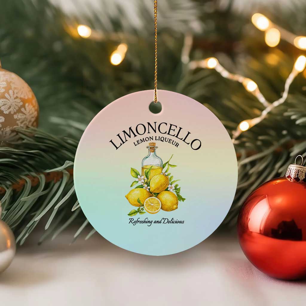 Vintage Limoncello Lemon Liqueur Ceramic Ornament Italian Summer Letter Fruit Printed Graphic