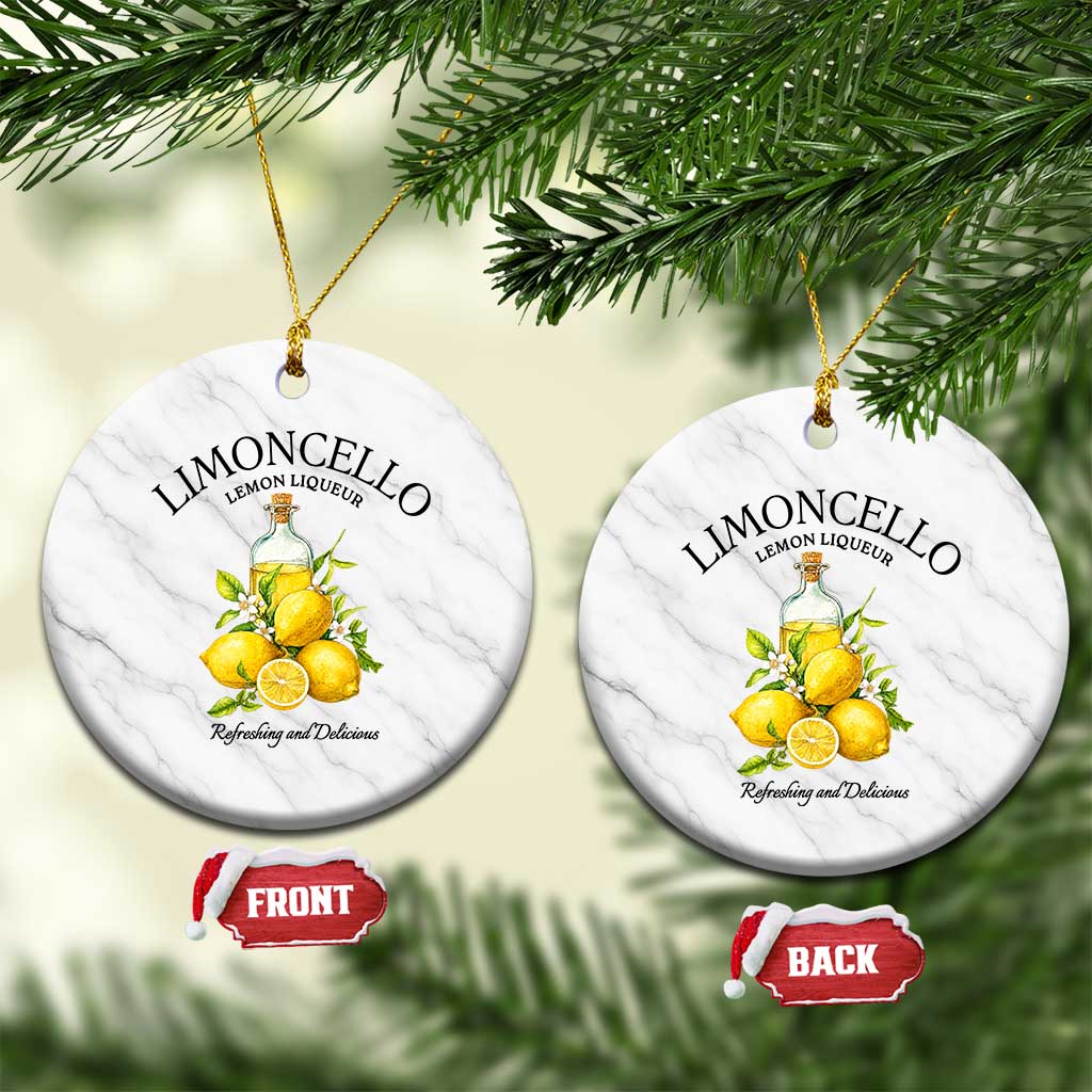 Vintage Limoncello Lemon Liqueur Ceramic Ornament Italian Summer Letter Fruit Printed Graphic
