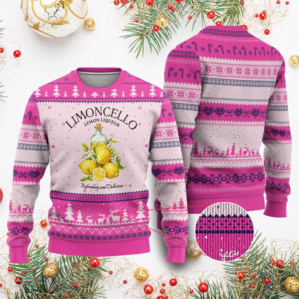Vintage Limoncello Lemon Liqueur Ugly Christmas Sweater Italian Summer Letter Fruit Printed Graphic