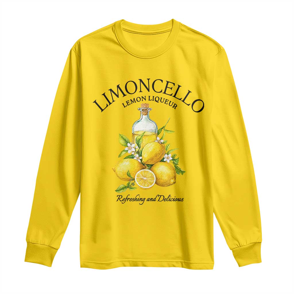 Vintage Limoncello Lemon Liqueur Long Sleeve Shirt Italian Summer Letter Fruit Printed Graphic