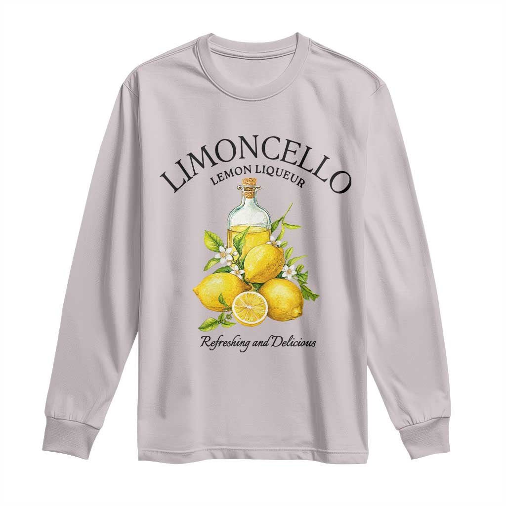 Vintage Limoncello Lemon Liqueur Long Sleeve Shirt Italian Summer Letter Fruit Printed Graphic