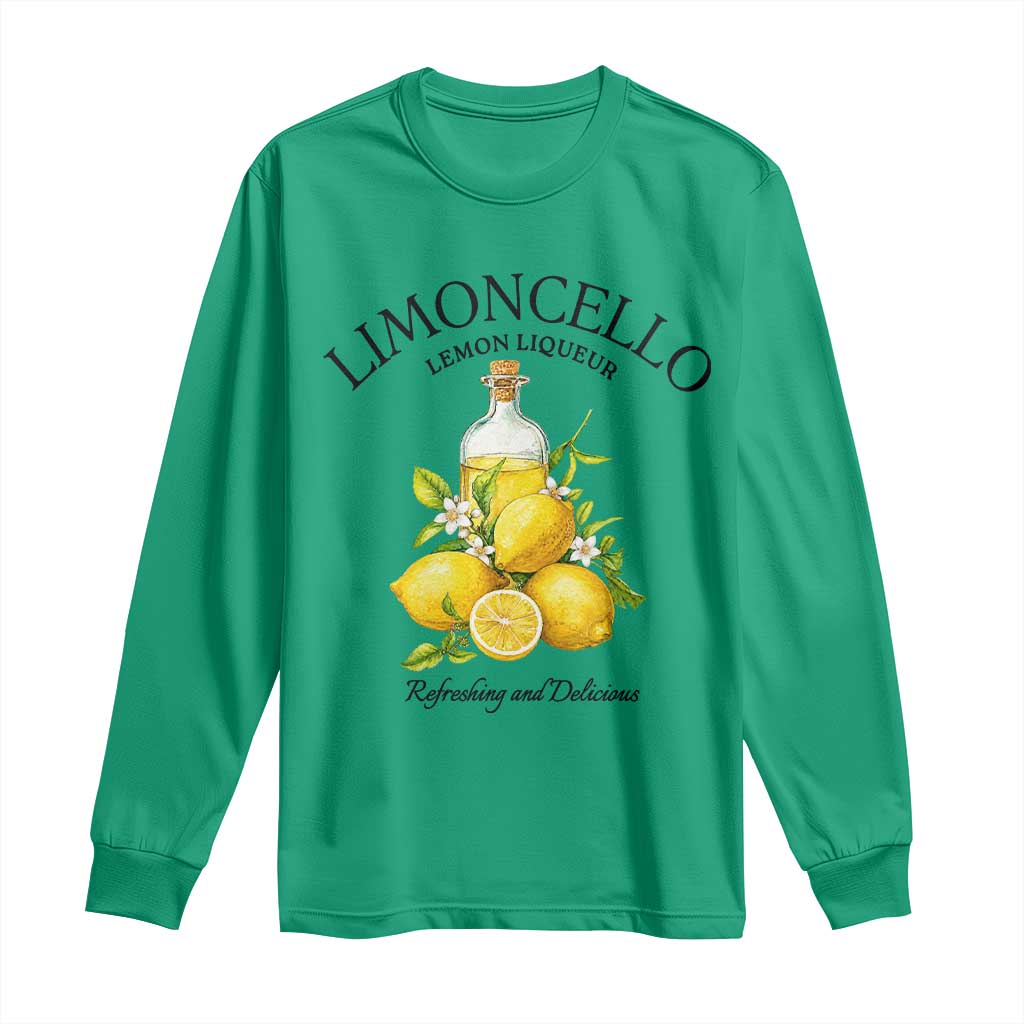 Vintage Limoncello Lemon Liqueur Long Sleeve Shirt Italian Summer Letter Fruit Printed Graphic