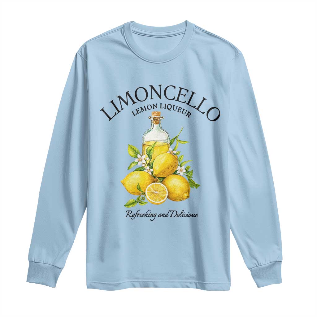 Vintage Limoncello Lemon Liqueur Long Sleeve Shirt Italian Summer Letter Fruit Printed Graphic
