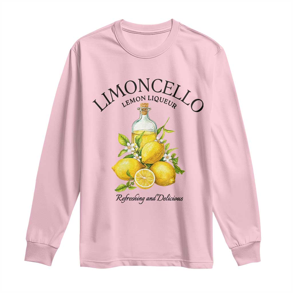 Vintage Limoncello Lemon Liqueur Long Sleeve Shirt Italian Summer Letter Fruit Printed Graphic