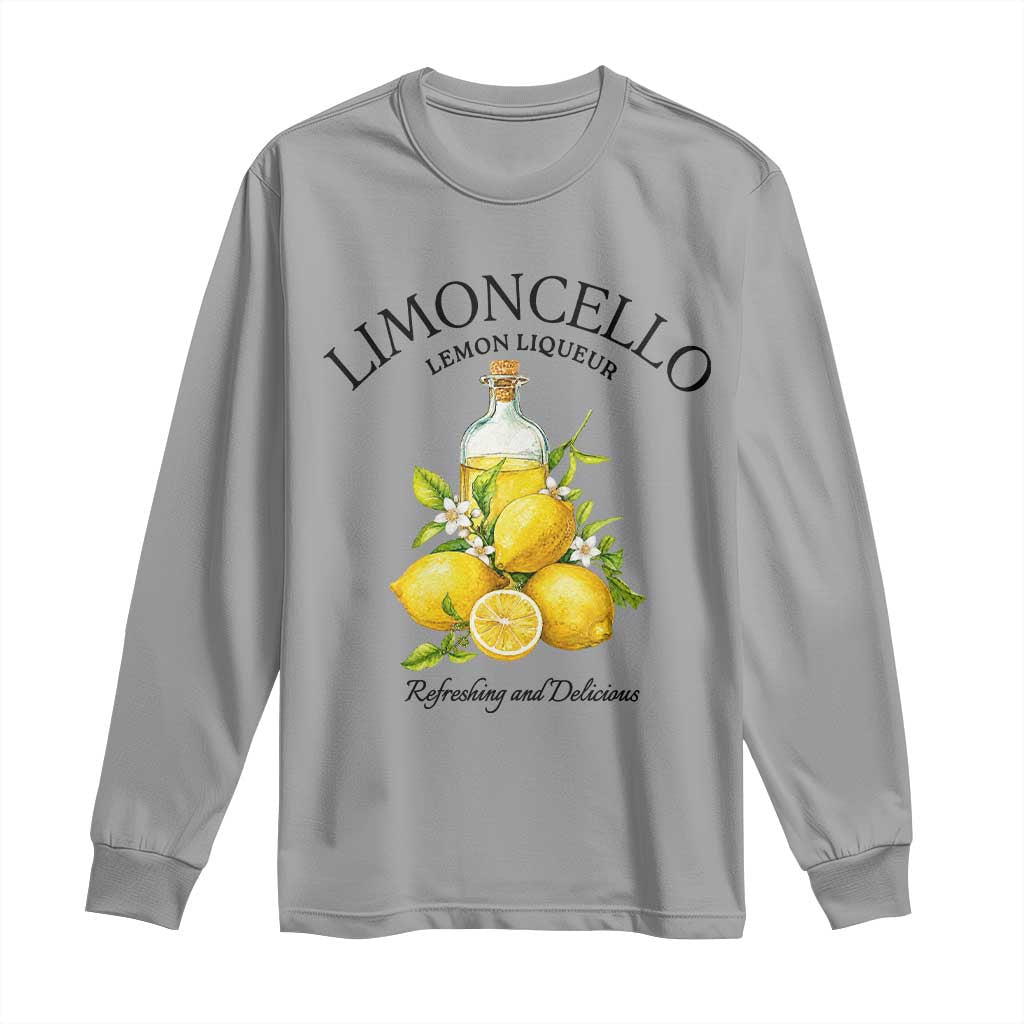 Vintage Limoncello Lemon Liqueur Long Sleeve Shirt Italian Summer Letter Fruit Printed Graphic