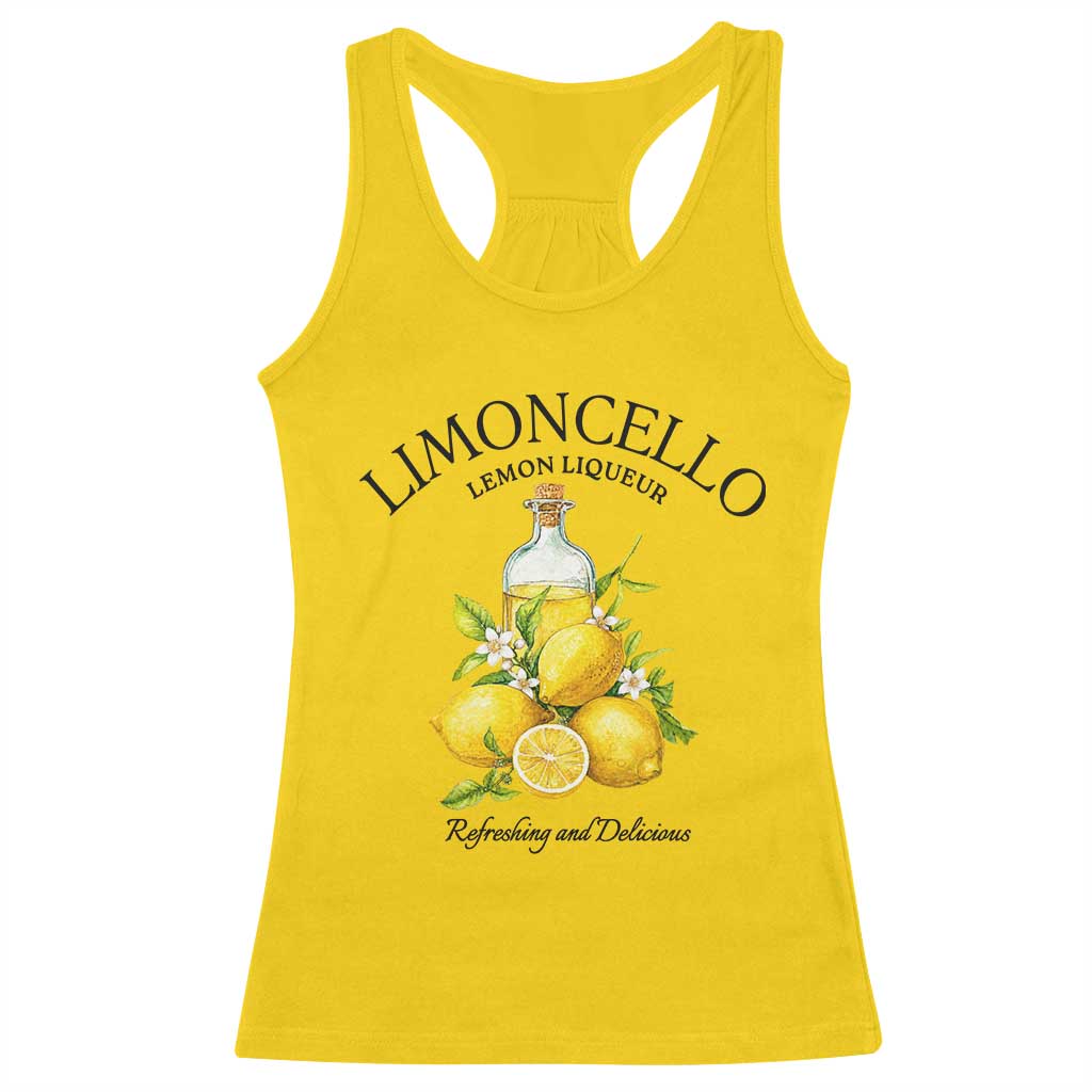 Vintage Limoncello Lemon Liqueur Racerback Tank Top Italian Summer Letter Fruit Printed Graphic