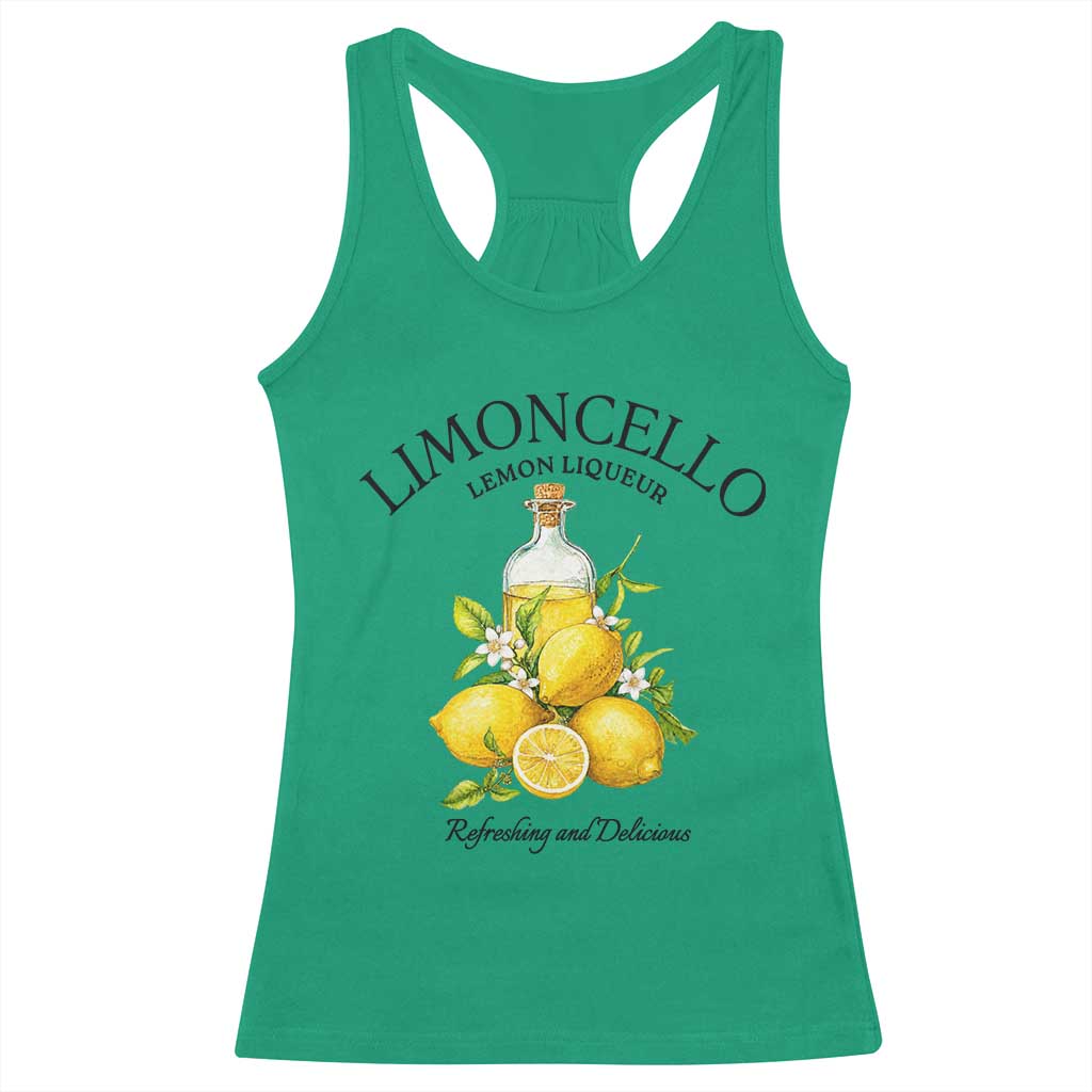 Vintage Limoncello Lemon Liqueur Racerback Tank Top Italian Summer Letter Fruit Printed Graphic