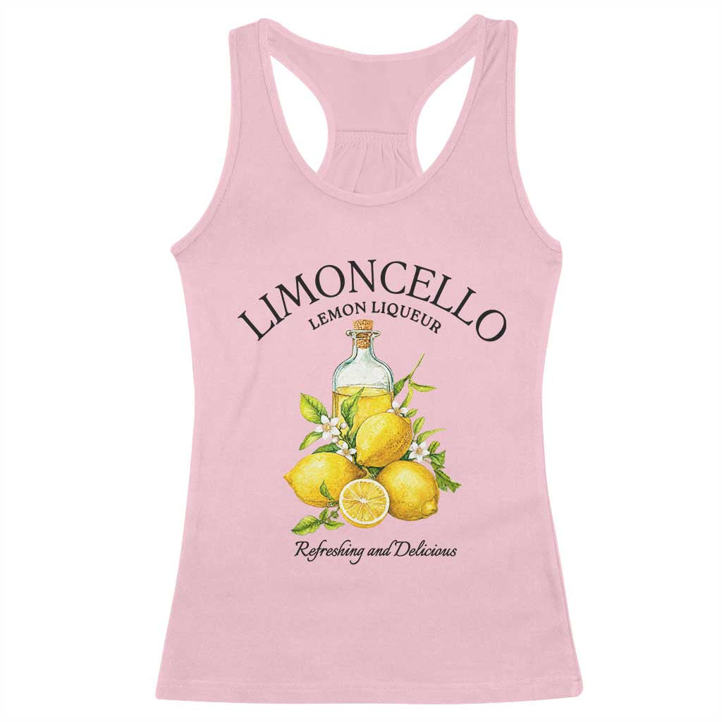 Vintage Limoncello Lemon Liqueur Racerback Tank Top Italian Summer Letter Fruit Printed Graphic