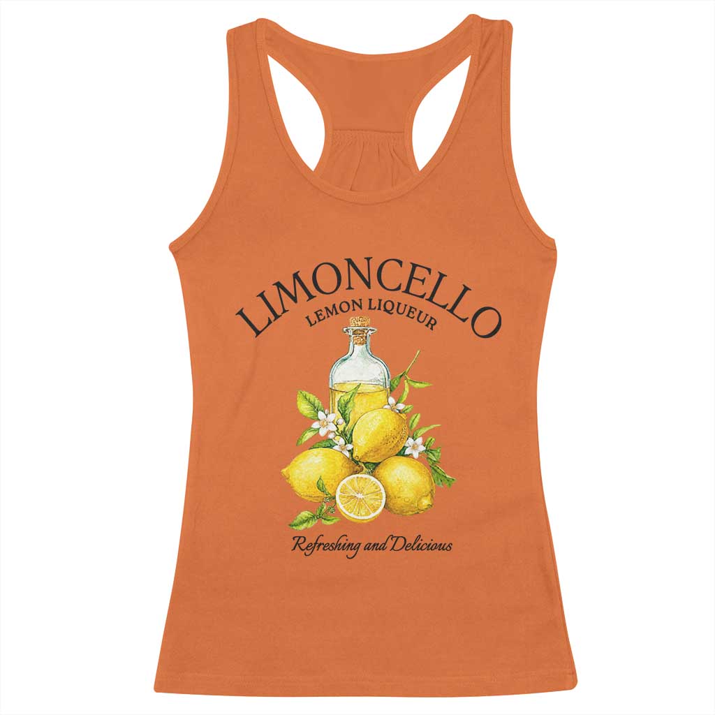 Vintage Limoncello Lemon Liqueur Racerback Tank Top Italian Summer Letter Fruit Printed Graphic