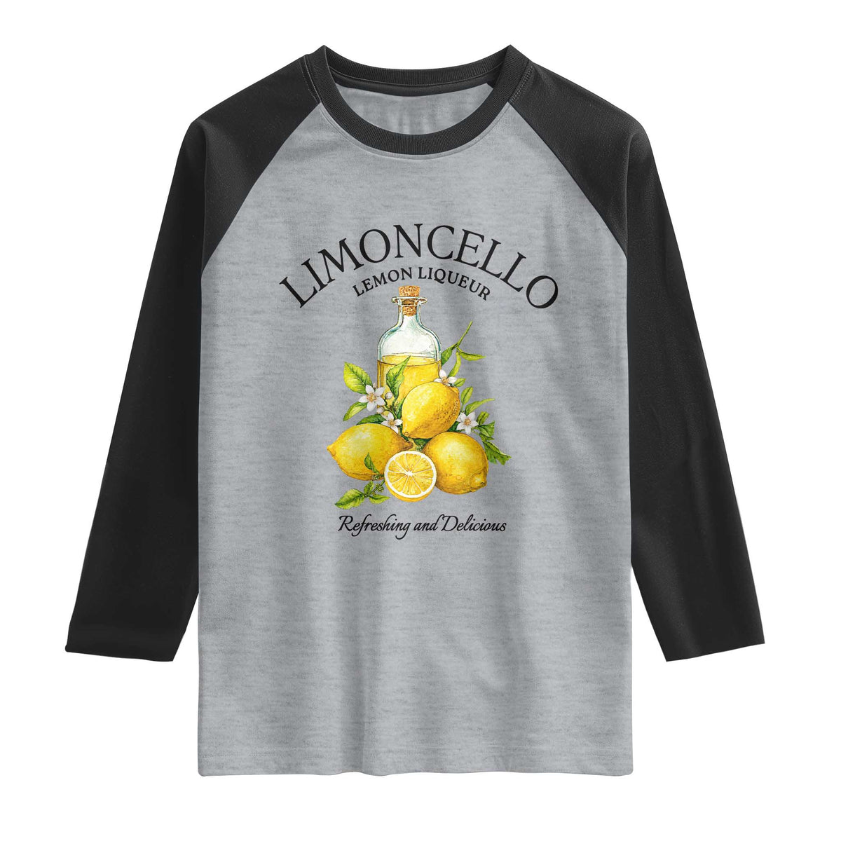 Vintage Limoncello Lemon Liqueur Raglan Shirt Italian Summer Letter Fruit Printed Graphic