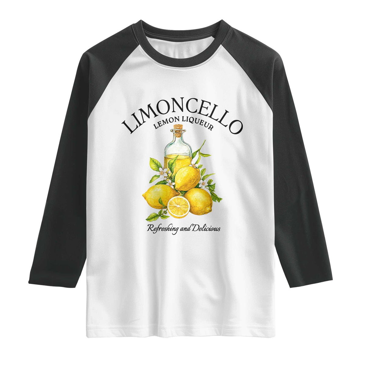 Vintage Limoncello Lemon Liqueur Raglan Shirt Italian Summer Letter Fruit Printed Graphic