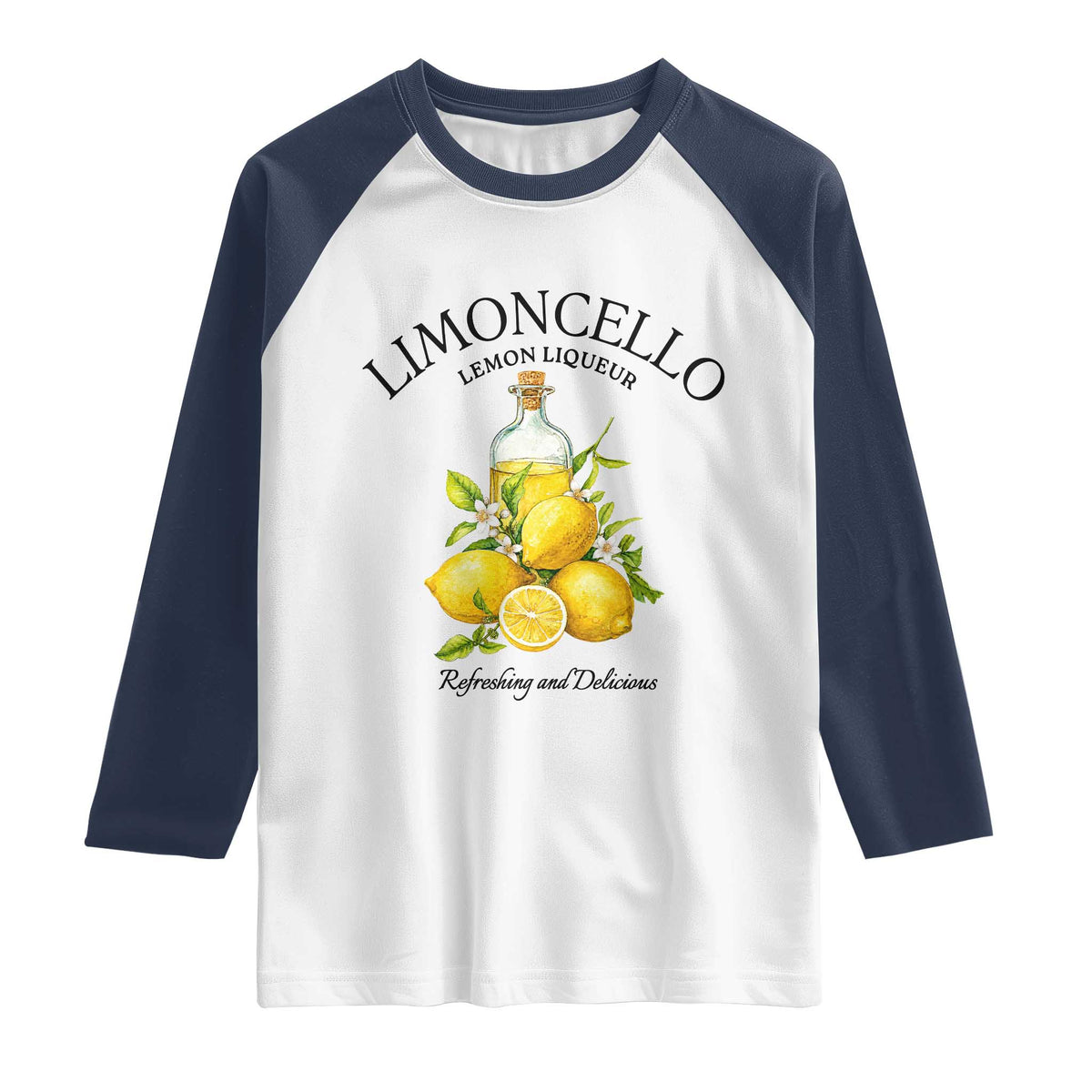 Vintage Limoncello Lemon Liqueur Raglan Shirt Italian Summer Letter Fruit Printed Graphic