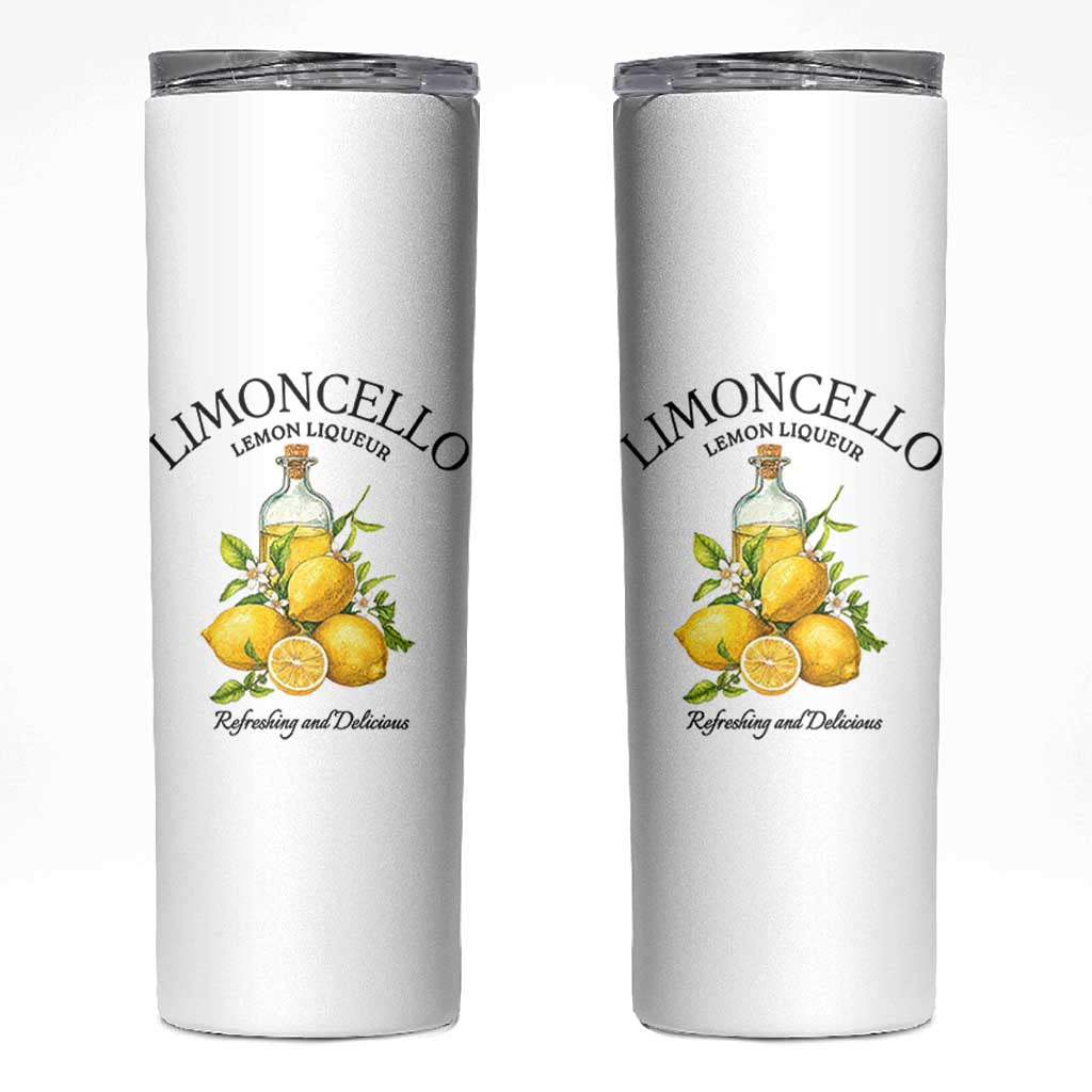 Vintage Limoncello Lemon Liqueur Skinny Tumbler Italian Summer Letter Fruit Printed Graphic