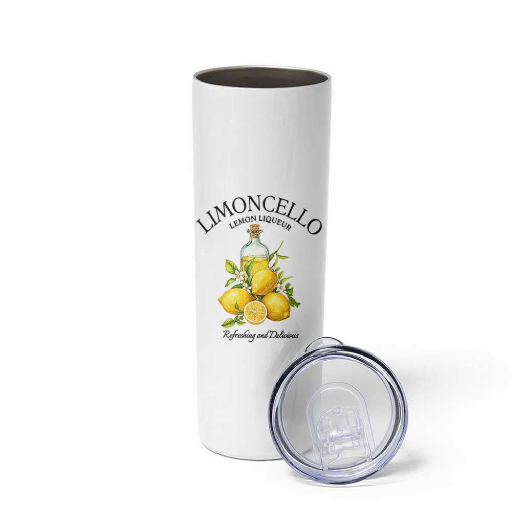 Vintage Limoncello Lemon Liqueur Skinny Tumbler Italian Summer Letter Fruit Printed Graphic