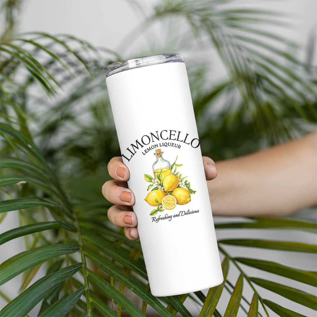 Vintage Limoncello Lemon Liqueur Skinny Tumbler Italian Summer Letter Fruit Printed Graphic