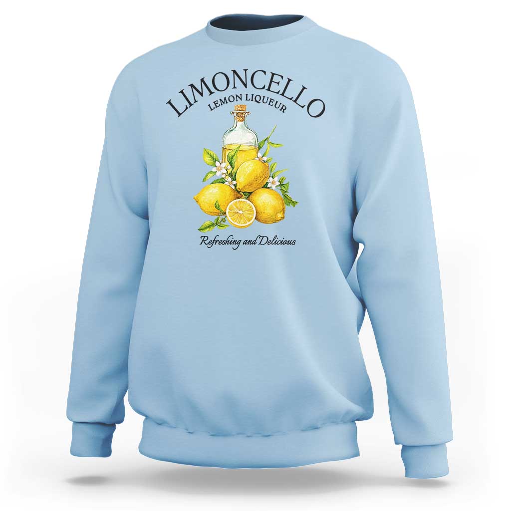 Vintage Limoncello Lemon Liqueur Sweatshirt Italian Summer Letter Fruit Printed Graphic