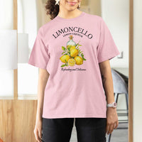 Vintage Limoncello Lemon Liqueur T Shirt For Women Italian Summer Letter Fruit Printed Graphic