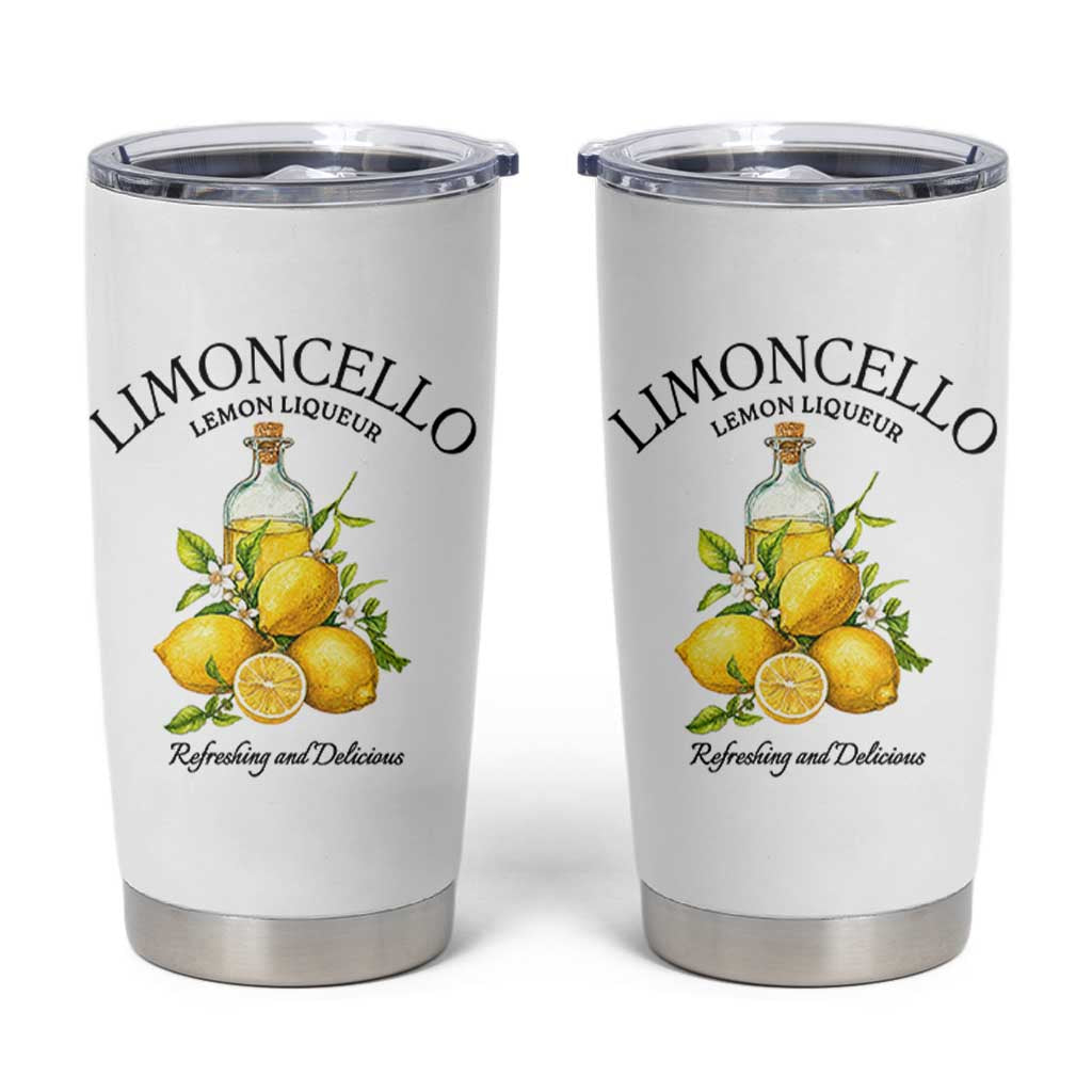 Vintage Limoncello Lemon Liqueur Tumbler Cup Italian Summer Letter Fruit Printed Graphic